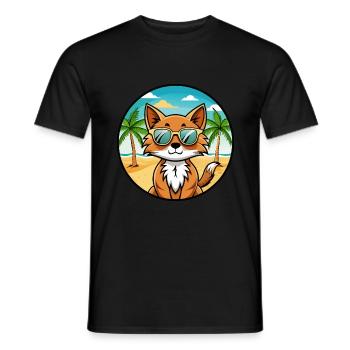 Lunettes de soleil Kawaii de race de chat somalienne de dessin animé plage - T-shirt homme - noir - Devant - AI Model Male 178 light (178cm)