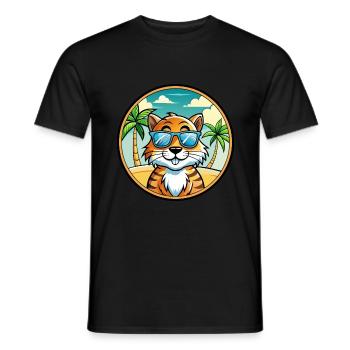 Tiger Katze Rasse Cartoon Sonnenbrille Strand - Männer T-Shirt - Schwarz - Vorne - AI Model Male 178 light (178cm)