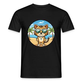 Toyger Katze Rasse Cartoon Kawaii Sonnenbrille Strand - Männer T-Shirt - Schwarz - Vorne - AI Model Male 178 light (178cm)
