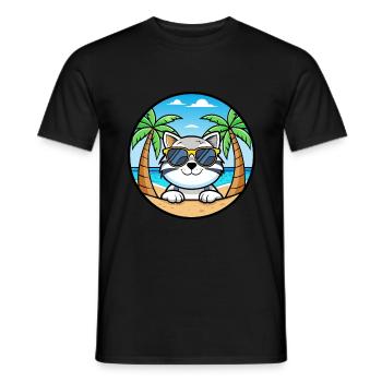 Schneeschuh Katze Rasse Cartoon Sonnenbrille Strand - Männer T-Shirt - Schwarz - Vorne - AI Model Male 178 light (178cm)