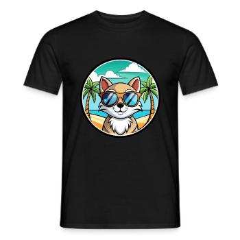 Schneeschuh Katze Rasse Cartoon Sonnenbrille Strand - Männer T-Shirt - Schwarz - Vorne - AI Model Male 178 light (178cm)