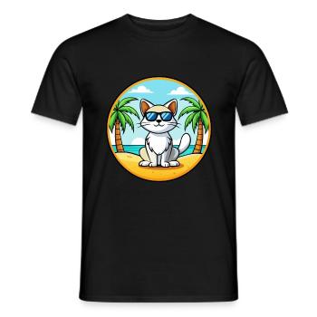 Turc Van Chat Race Dessin Animé Lunettes de Soleil Plage - T-shirt homme - noir - Devant - AI Model Male 178 light (178cm)