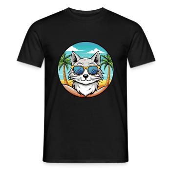 Turkish Angora Cat Breed Cartoon Sunglasses Beach - Men's T-Shirt - black - Front - AI Model Male 178 light (178cm)