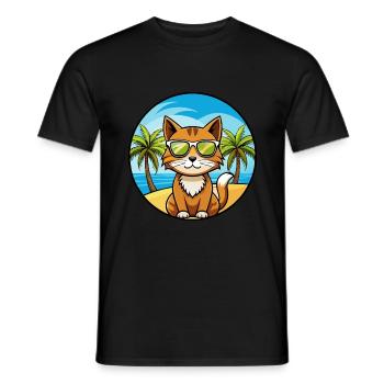 Havanna Braun Katze Rasse Cartoon Sonnenbrille Strand - Männer T-Shirt - Schwarz - Vorne - AI Model Male 178 light (178cm)