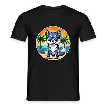 Alaskan Klee Kai Chien Race Dessin Animé Lunettes De Soleil Plage - T-shirt homme - noir - Devant - AI Model Male 178 light (178cm)