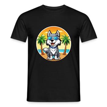 Alaskan Husky Dog Breed Cartoon Sunglasses Beach - Men's T-Shirt - black - Front - AI Model Male 178 light (178cm)