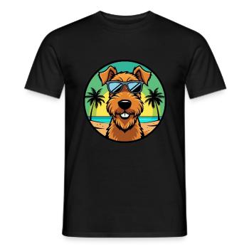 Airedale Terrier Chien Race Dessin Animé Lunettes De Soleil Plage - T-shirt homme - noir - Devant - AI Model Male 178 light (178cm)
