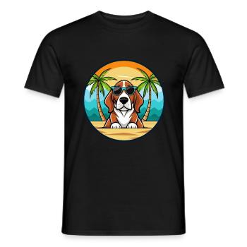 Basset Artesien Normand Dog Breed Cartoon Beach - Men's T-Shirt - black - Front - AI Model Male 178 light (178cm)