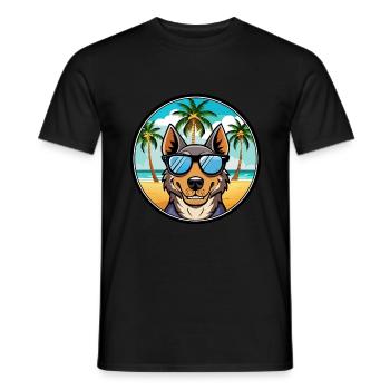Beauceron Chien Race Dessin Animé Lunettes De Soleil Plage - T-shirt homme - noir - Devant - AI Model Male 178 light (178cm)