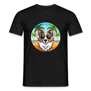 Australian Shepherd Dog Breed Cartoon Sunglasses - Men's T-Shirt - black - Front - AI Model Male 178 light (178cm)