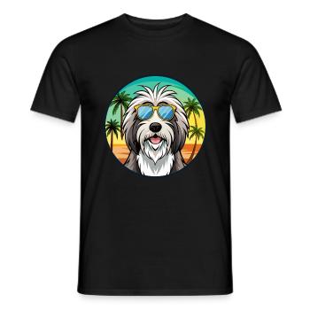 Bearded Collie Chien Race Dessin Animé Lunettes de Soleil Plage - T-shirt homme - noir - Devant - AI Model Male 178 light (178cm)