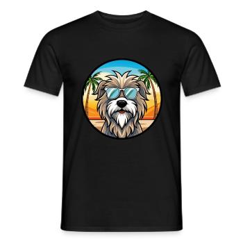 Bergamasco Shepherd Dog Breed Cartoon Sunglasses - Men's T-Shirt - black - Front - AI Model Male 178 light (178cm)
