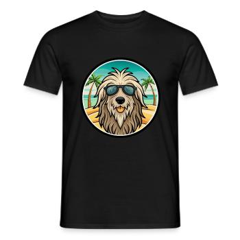 Bergamasco Dog Breed Cartoon Sunglasses Beach - Men's T-Shirt - black - Front - AI Model Male 178 light (178cm)