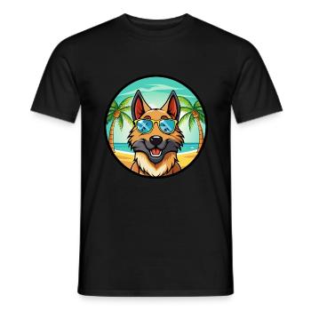 Belgian Sheepdog Breed Cartoon Sunglasses Beach - Men's T-Shirt - black - Front - AI Model Male 178 light (178cm)