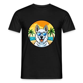 Berger Blanc Suisse Dog Breed Cartoon Sunglasses - Men's T-Shirt - black - Front - AI Model Male 178 light (178cm)