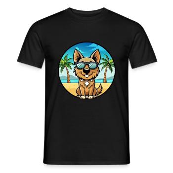 Bohemian Shepherd Dog Breed Cartoon Sunglass Beach - Men's T-Shirt - black - Front - AI Model Male 178 light (178cm)
