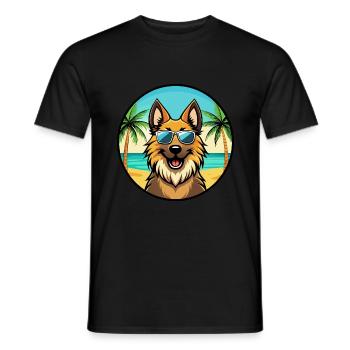 Belge Tervuren Chien Race Dessin Animé Lunettes De Soleil Plage - T-shirt homme - noir - Devant - AI Model Male 178 light (178cm)