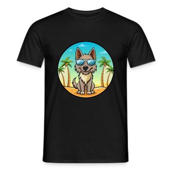 Berger Picard Chien Race Dessin Animé Lunettes de Soleil Plage - T-shirt homme - noir - Devant - AI Model Male 178 light (178cm)
