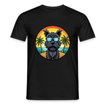 Lunettes de soleil de dessin animé de race de chien terrier russe noir - T-shirt homme - noir - Devant - AI Model Male 178 light (178cm)