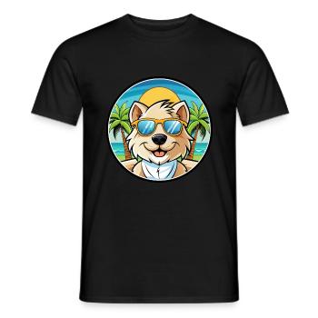 Bolognese Chien Race Dessin Animé Lunettes De Soleil Plage - T-shirt homme - noir - Devant - AI Model Male 178 light (178cm)