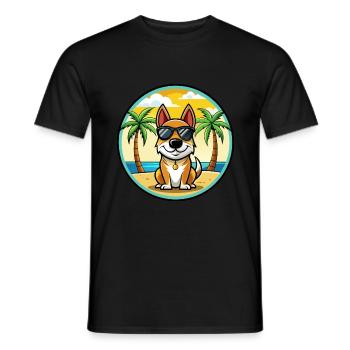 Ariegeois Chien Race Dessin Animé Lunettes de Soleil Plage - T-shirt homme - noir - Devant - AI Model Male 178 light (178cm)