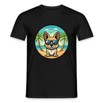 Braque Français Chien Race Dessin Animé Lunettes de Soleil Plage - T-shirt homme - noir - Devant - AI Model Male 178 light (178cm)