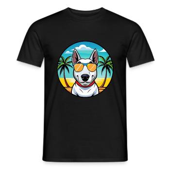 Bull Terrier Dog Breed Cartoon Sunglasses Beach - Men's T-Shirt - black - Front - AI Model Male 178 light (178cm)