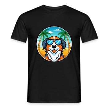 Bernese Mountain Dog Breed Cartoon Sunglass Beach - Men's T-Shirt - black - Front - AI Model Male 178 light (178cm)