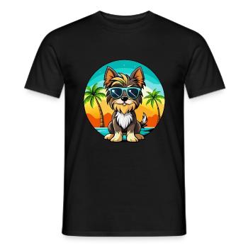 Biewer Terrier Dog Breed Cartoon Sunglasses Beach - Men's T-Shirt - black - Front - AI Model Male 178 light (178cm)