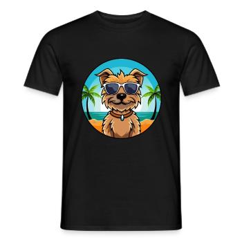 Border Terrier Dog Breed Cartoon Sunglasses Beach - Men's T-Shirt - black - Front - AI Model Male 178 light (178cm)