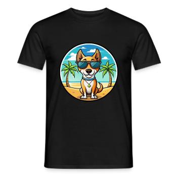 Terrier brésilien chien race dessin animé lunettes de soleil plage - T-shirt homme - noir - Devant - AI Model Male 178 light (178cm)