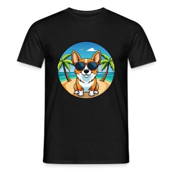 Cardigan Welsh Corgi Dog Breed Cartoon Sunglasses - Men's T-Shirt - black - Front - AI Model Male 178 light (178cm)