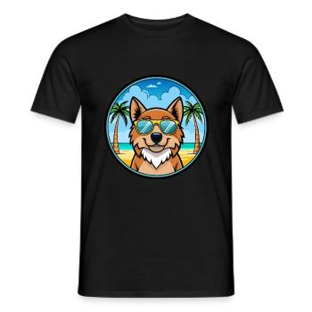 Caucasian Ovcharka Dog Breed Cartoon Sunglasses - Men's T-Shirt - black - Front - AI Model Male 178 light (178cm)