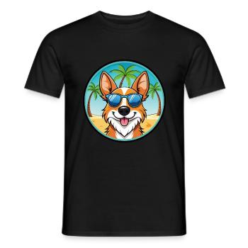 Brittany Dog Breed Cartoon Sunglasses Beach - Men's T-Shirt - black - Front - AI Model Male 178 light (178cm)