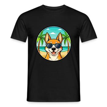 Canaan Chien Race Dessin Animé Lunettes De Soleil Plage - T-shirt homme - noir - Devant - AI Model Male 178 light (178cm)
