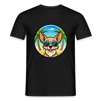 Chihuahua Dog Breed Cartoon Sunglasses Beach - Men's T-Shirt - black - Front - AI Model Male 178 light (178cm)