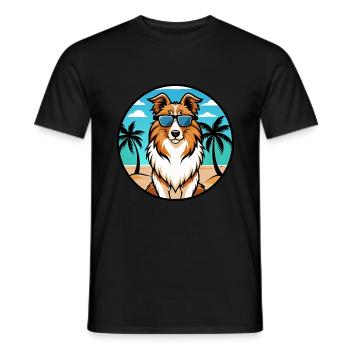 Collie Dog Breed Cartoon Sunglasses Beach - Men's T-Shirt - black - Front - AI Model Male 178 light (178cm)