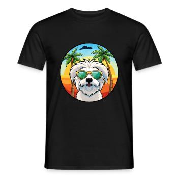 Coton De Tulear Hunderasse Cartoon Sonnenbrille Strand - Männer T-Shirt - Schwarz - Vorne - AI Model Male 178 light (178cm)