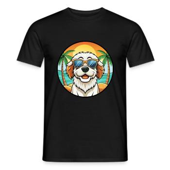 Clumber Spaniel Dog Breed Cartoon Sunglasses Beach - Men's T-Shirt - black - Front - AI Model Male 178 light (178cm)