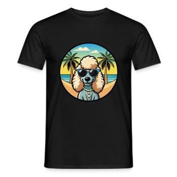 Corded Poodle Dog Breed Cartoon Sunglasses Beach - Men's T-Shirt - black - Front - AI Model Male 178 light (178cm)
