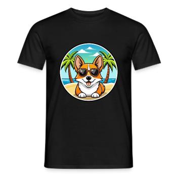 Corgi Dog Breed Cartoon Sunglasses Beach - Men's T-Shirt - black - Front - AI Model Male 178 light (178cm)