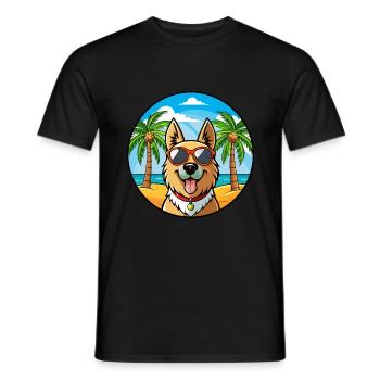 Bucovine Berger Race Dessin Animé Lunettes De Soleil Plage - T-shirt homme - noir - Devant - AI Model Male 178 light (178cm)