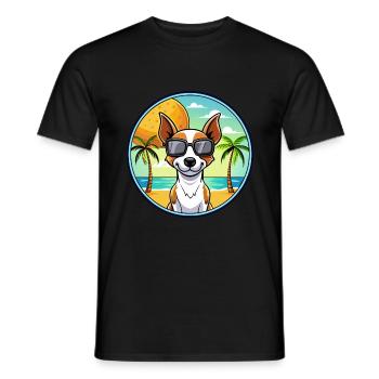 Decker Rat Terrier Hunderasse Cartoon Sonnenbrille - Männer T-Shirt - Schwarz - Vorne - AI Model Male 178 light (178cm)