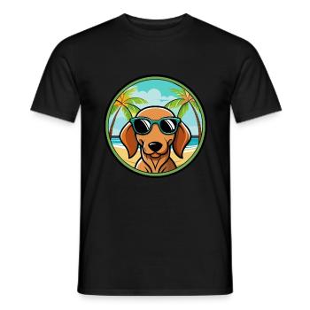 Dackel Hunderasse Cartoon Sonnenbrille Strand - Männer T-Shirt - Schwarz - Vorne - AI Model Male 178 light (178cm)