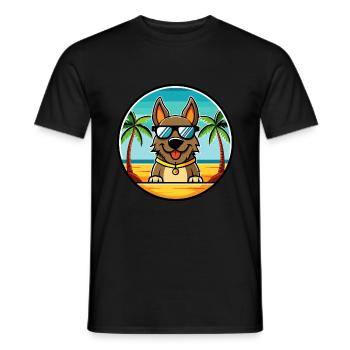Deutsche Bracke Hunderasse Cartoon Sonnenbrille Strand - Männer T-Shirt - Schwarz - Vorne - AI Model Male 178 light (178cm)