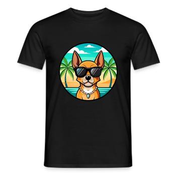 Englische Spielzeug Terrier Hund Rasse Cartoon Sonnenbrille - Männer T-Shirt - Schwarz - Vorne - AI Model Male 178 light (178cm)
