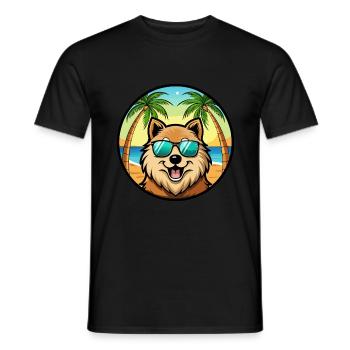 Eurasier Dog Breed Cartoon Sunglasses Beach - Men's T-Shirt - black - Front - AI Model Male 178 light (178cm)