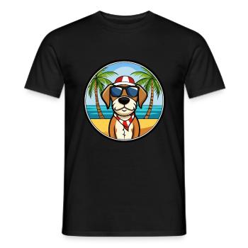 Lunettes de soleil de dessin animé de race de chien de chasse tricolore français - T-shirt homme - noir - Devant - AI Model Male 178 light (178cm)