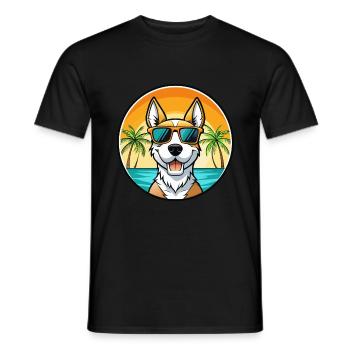 Foxterrier Smooth Dog Rasse Cartoon Sonnenbrille - Männer T-Shirt - Schwarz - Vorne - AI Model Male 178 light (178cm)