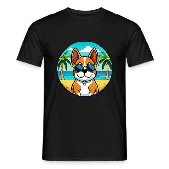 Lunettes de soleil de dessin animé de race de chien de Bretagne française plage - T-shirt homme - noir - Devant - AI Model Male 178 light (178cm)